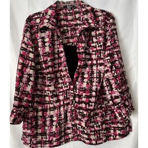Elementz Womens 2 Fer Twinset Button Down Shirt Tops Blouse Size XL Pink/brown